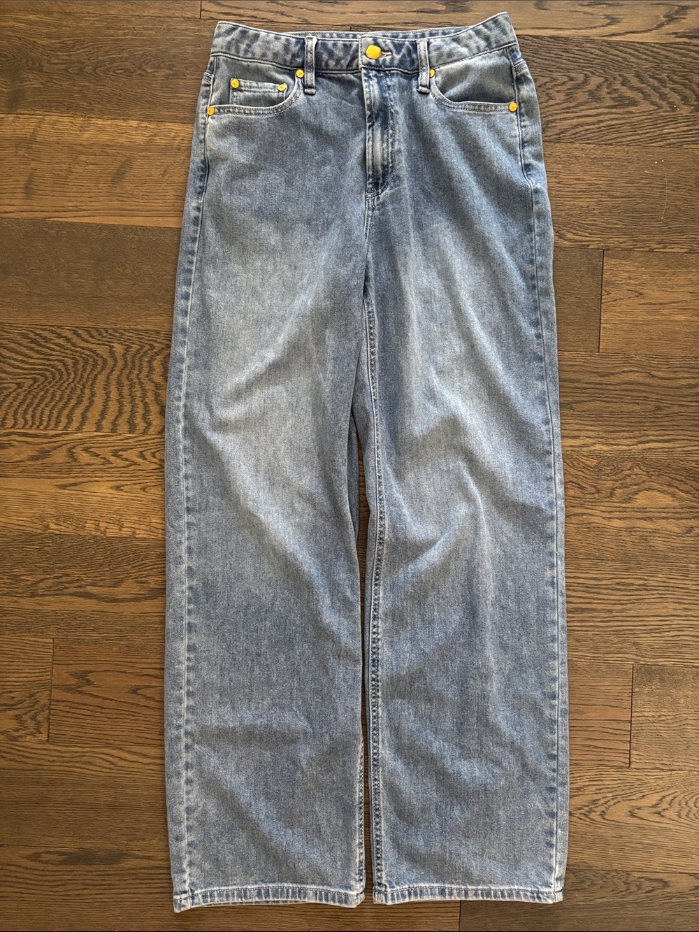 OAT New York Cloud Lux Denim Wide Leg Jeans Light Blue Classic Denim sz 6 28